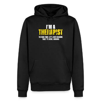 Therapeut Lustig Spruch Beruf Kollegen Geschenk - Männer Premium Bio Hoodie - Schwarz - Vorne - Nico (187cm)