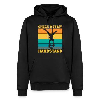 Découvrez mon idée de cadeaux d’artiste de cirque en équilibre sur les mains - Sweat à capuche Premium bio Homme - noir - Devant - Nico (187cm)