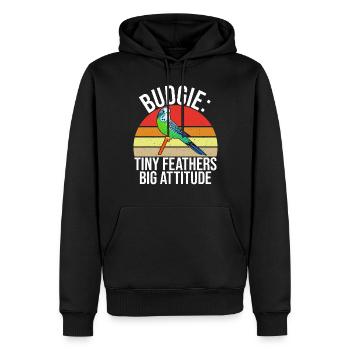 Budgie Gift - Männer Premium Bio Hoodie - Schwarz - Vorne - Nico (187cm)