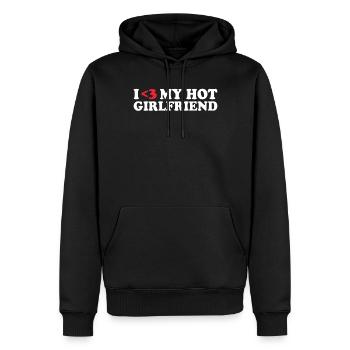 Petite amie Petite amie Relation Couple Amour Couple - Sweat à capuche Premium bio Homme - noir - Devant - Nico (187cm)