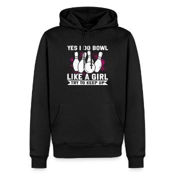 Bowling Girl Funny Ladies Team Bowler Sport - Männer Premium Bio Hoodie - Schwarz - Vorne - Nico (187cm)