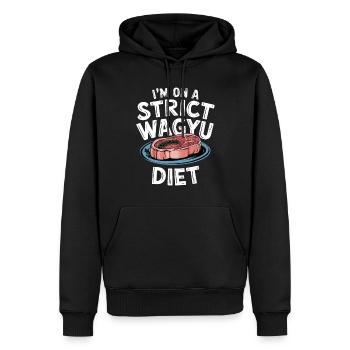 Wagyu Steak - Men’s Premium Organic Hoodie - black - Front - Nico (187cm)