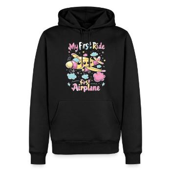 Meine Erste Flugreise Erstes Mal Fliegen - Männer Premium Bio Hoodie - Schwarz - Vorne - Nico (187cm)