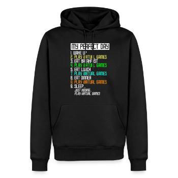 Virtual Reality Athlet Witzer VR Gamer Headset - Männer Premium Bio Hoodie - Schwarz - Vorne - Nico (187cm)