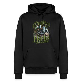 Apotheker Kräutersammler Magical Herbs Dark Wisdom - Männer Premium Bio Hoodie - Schwarz - Vorne - Nico (187cm)