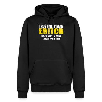 Faites-moi confiance Je suis rédacteur en chef Collègue Cadeau - Sweat à capuche Premium bio Homme - noir - Devant - Nico (187cm)