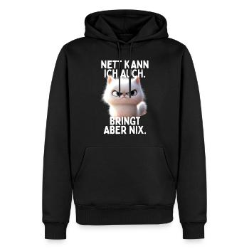 Nice I can also bring but no office cats - Men’s Premium Organic Hoodie - black - Front - Nico (187cm)