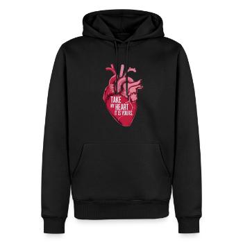 Amour Prends mon cœur, c’est le tien - Sweat à capuche Premium bio Homme - noir - Devant - Nico (187cm)