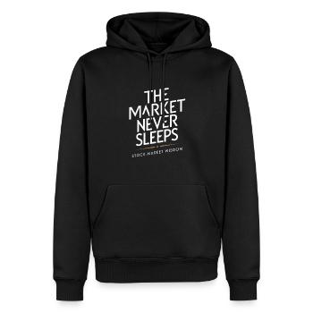 Sagesse boursière : le marché ne dort jamais - Sweat à capuche Premium bio Homme - noir - Devant - Nico (187cm)