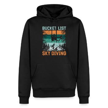Parachute Fire Camp -Junkie -Parachutist - Men’s Premium Organic Hoodie - black - Front - Nico (187cm)