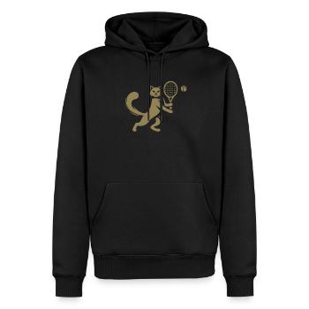 Chat Joueur de Tennis Club Silhouette - Sweat à capuche Premium bio Homme - noir - Devant - Nico (187cm)