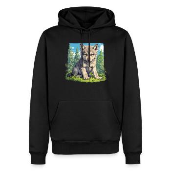 Loups Loup - Sweat à capuche Premium bio Homme - noir - Devant - Nico (187cm)