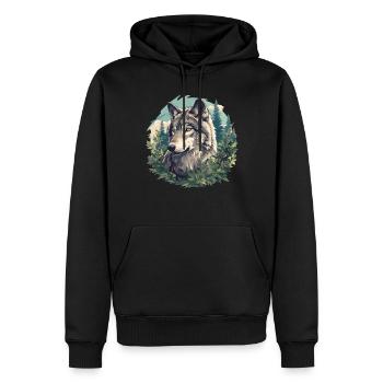 Loups Loup - Sweat à capuche Premium bio Homme - noir - Devant - Nico (187cm)