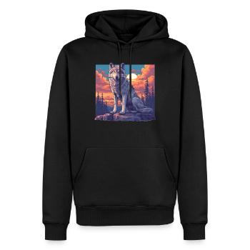Wölfe Wolf - Männer Premium Bio Hoodie - Schwarz - Vorne - Nico (187cm)