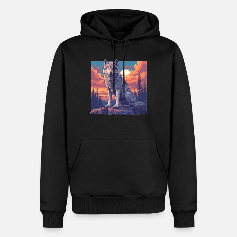 Loups Loup - Sweat à capuche Premium bio Homme - noir