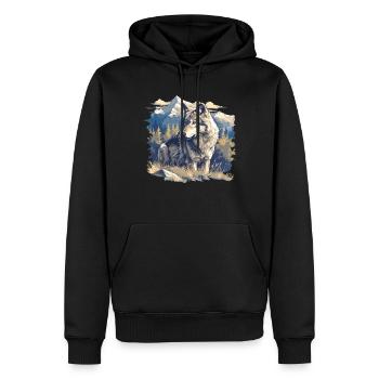 Loups Loup - Sweat à capuche Premium bio Homme - noir - Devant - Nico (187cm)
