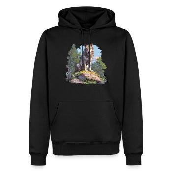 Wolves Wolf - Men’s Premium Organic Hoodie - black - Front - Nico (187cm)