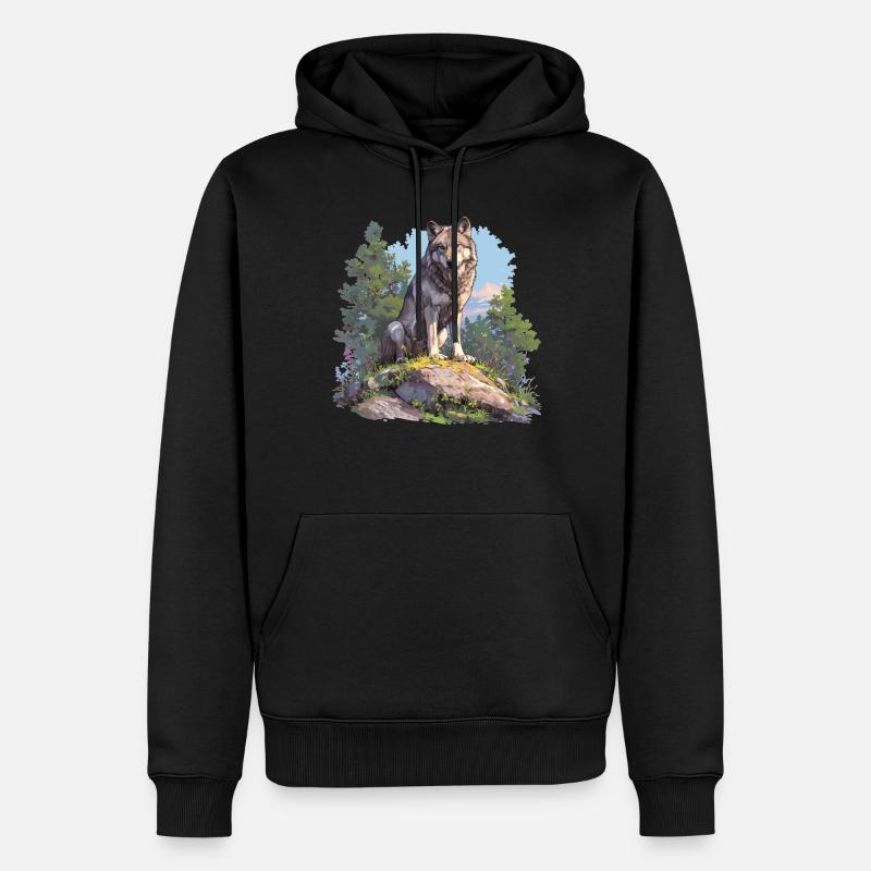 Loups Loup - Sweat à capuche Premium bio Homme - noir
