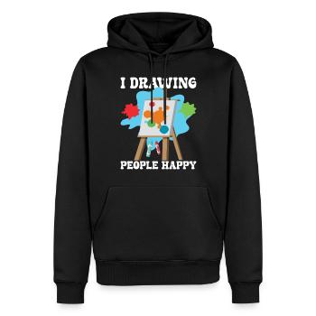 Drôle Art Peintre Dessin Gens Heureux Artiste Cadeau - Sweat à capuche Premium bio Homme - noir - Devant - Nico (187cm)