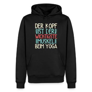 Yoga Der Kopf Ist Der Wichtigste Muskel - Männer Premium Bio Hoodie - Schwarz - Vorne - Nico (187cm)