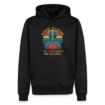 Les humains sont stupides, mais leur cerveau l’est - Sweat à capuche Premium bio Homme - noir - Devant - Nico (187cm)
