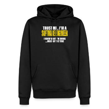 Trust Me I'm a Software Engineer Gift - Men’s Premium Organic Hoodie - black - Front - Nico (187cm)