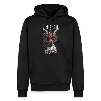 Dragon libère votre flamme intérieure - Sweat à capuche Premium bio Homme - noir - Devant - Nico (187cm)