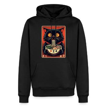 Chat Ramen Nouilles Anime Japonais Chat Chaton - Sweat à capuche Premium bio Homme - noir - Devant - Nico (187cm)
