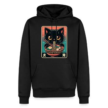 Chat Ramen Nouilles Anime Japonais Chat Chaton - Sweat à capuche Premium bio Homme - noir - Devant - Nico (187cm)