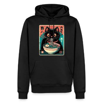 Chat Ramen Nouilles Anime Japonais Chat Chaton - Sweat à capuche Premium bio Homme - noir - Devant - Nico (187cm)