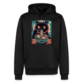 Chat Ramen Nouilles Anime Japonais Chat Chaton - Sweat à capuche Premium bio Homme - noir - Devant - Nico (187cm)
