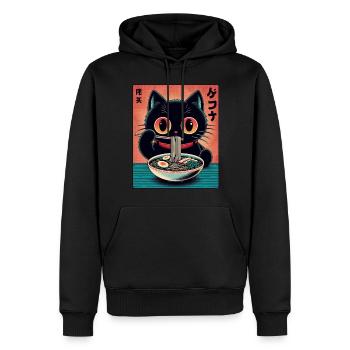 Chat Ramen Nouilles Anime Japonais Chat Chaton - Sweat à capuche Premium bio Homme - noir - Devant - Nico (187cm)