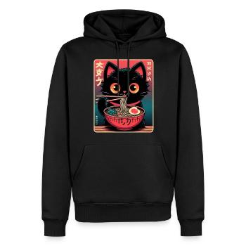 Chat Ramen Nouilles Anime Japonais Chat Chaton - Sweat à capuche Premium bio Homme - noir - Devant - Nico (187cm)