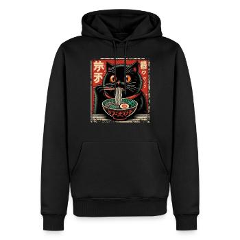 Chat Ramen Nouilles Anime Japonais Chat Chaton - Sweat à capuche Premium bio Homme - noir - Devant - Nico (187cm)