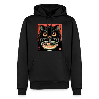Chat Ramen Nouilles Anime Japonais Chat Chaton - Sweat à capuche Premium bio Homme - noir - Devant - Nico (187cm)