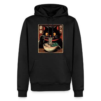 Chat Ramen Nouilles Anime Japonais Chat Chaton - Sweat à capuche Premium bio Homme - noir - Devant - Nico (187cm)