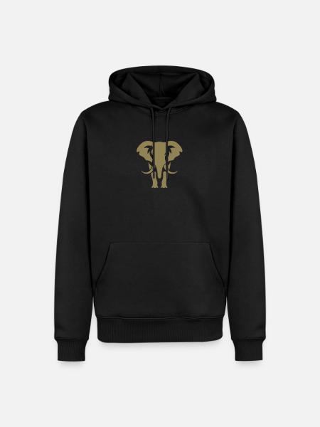 Elephant Silhouette White Logo - Men’s Premium Organic Hoodie - black