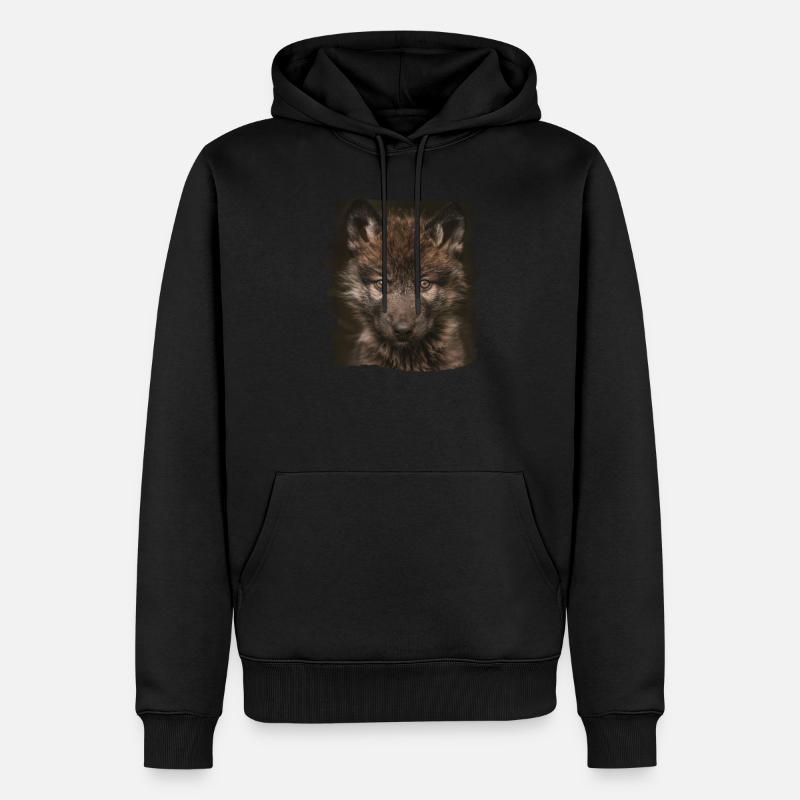 Wölfe Wolf - Männer Premium Bio Hoodie - Schwarz
