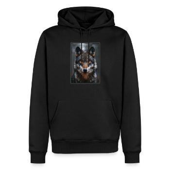 Wölfe Wolf - Männer Premium Bio Hoodie - Schwarz - Vorne - Nico (187cm)