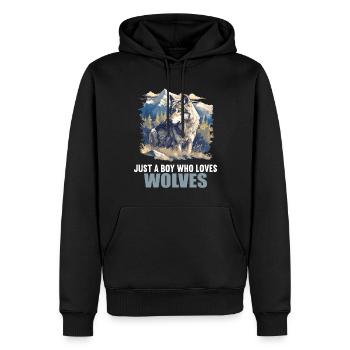 Wölfe Wolf - Männer Premium Bio Hoodie - Schwarz - Vorne - Nico (187cm)
