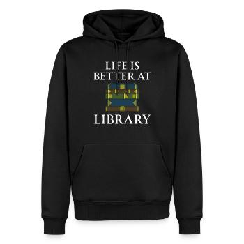 Livre Livres Bibliothèque Lecture Littérature Lire Livres - Sweat à capuche Premium bio Homme - noir - Devant - Nico (187cm)