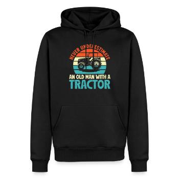 Tracteur agricole Tracteur vintage Farmers - Sweat à capuche Premium bio Homme - noir - Devant - Nico (187cm)