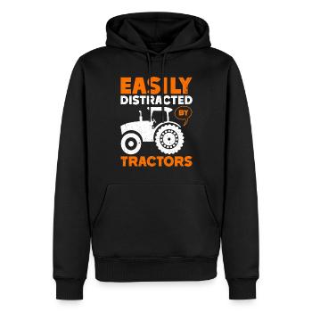 Tracteur agricole Tracteur vintage Farmers - Sweat à capuche Premium bio Homme - noir - Devant - Nico (187cm)