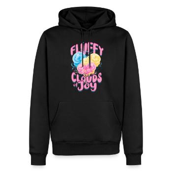 Barbe à papa Nuages moelleux de joie - Sweat à capuche Premium bio Homme - noir - Devant - Nico (187cm)