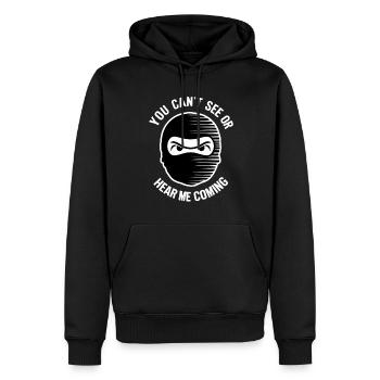 Ninja, tu ne peux pas me voir ou m’entendre venir - Sweat à capuche Premium bio Homme - noir - Devant - Nico (187cm)