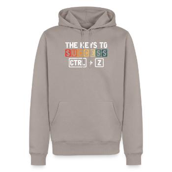 Les clés du succès Ctrl + Z - Sweat à capuche Premium bio Homme - taupe - Devant - Nico (187cm)