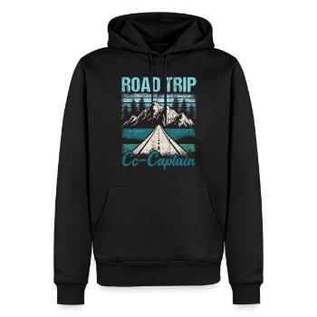 Road Trip Co-Captain - Männer Premium Bio Hoodie - Schwarz - Vorne - Nico (187cm)