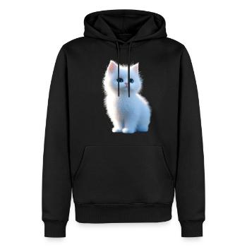 Chat Angora Blanc Chat Angora Chats Angora Mignons - Sweat à capuche Premium bio Homme - noir - Devant - Nico (187cm)
