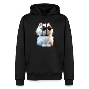 Chat Angora Blanc Chat Angora Chats Angora Mignons - Sweat à capuche Premium bio Homme - noir - Devant - Nico (187cm)