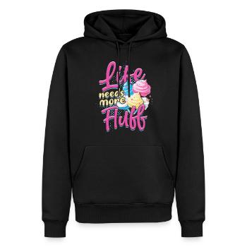 La vie en barbe à papa a besoin de plus de peluches - Sweat à capuche Premium bio Homme - noir - Devant - Nico (187cm)
